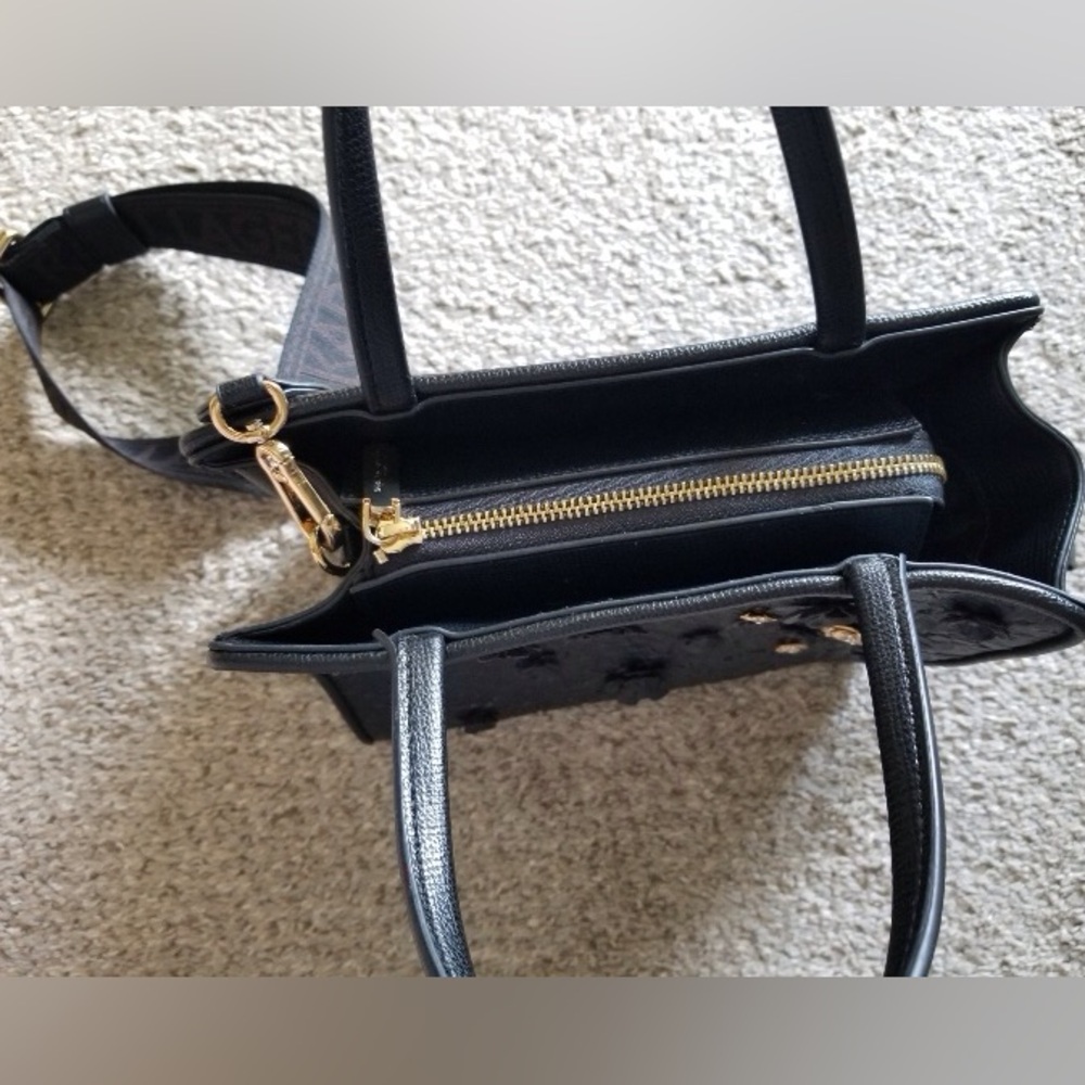 Karl Lagerfeld Black Paris maybelle satchel FLAW - Picture 7 of 16